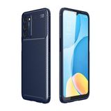 Teleplus Oppo A55 5g Kılıf Kamera Korumalı Karbon Dokulu Silikon Lacivert + Nano Ekran Koruyucu