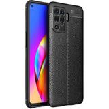 Teleplus Oppo Reno5 Lite Deri Dokulu Siyah Silikon Cep Telefonu Kılıf