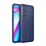 Teleplus Realme 7 Deri Dokulu Silikon Nano Ekran Koruyucu Lacivert Kılıf