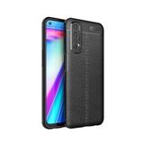 Teleplus Realme 7 Deri Dokulu Silikon Siyah Kılıf