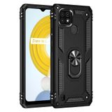 Teleplus Realme C21 Vega Yüzüklü Standlı Silikon Siyah Kılıf