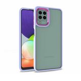 Teleplus Samsung Galaxy M22 Renkli Bumper Hybrid Flora Silikon Mor Kılıf