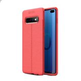 Teleplus Samsung Galaxy S10 Deri Dokulu Kırmızı Silikon Kılıf