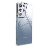 Teleplus Samsung Galaxy S21 Ultra 5G Lüks Korumalı Silikon Şeffaf Tam Kapatan Nano Ekran Koruyucu Kamera Koruyucu Kılıf
