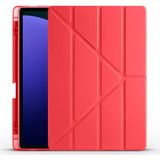 Teleplus Samsung Galaxy Tab S9 Fe Plus SM-X610 Kılıf Trifolding Standlı Kalemlikli Kapak Rd2 - Kırmızı