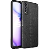 Teleplus Vivo Y20s Kamera Korumalı Deri Dokulu Niss Siyah Nano Ekran Koruyucu ve Silikon Kılıf