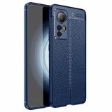 Teleplus Xiaomi 12T Kamera Korumalı Deri Dokulu Silikon Lacivert Kılıf