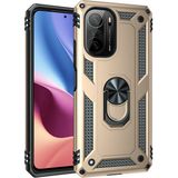 Teleplus Xiaomi Poco F3 Vega Yüzüklü Tank Gold Nano Ekran Koruyucu Silikon Cep Telefonu Kılıf