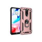Teleplus Xiaomi Redmi 8 Vega Yüzüklü Çift Katmanlı Tank Kapak Gümüş Kılıf