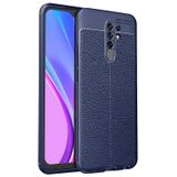 Teleplus Xiaomi Redmi 9 Deri Dokulu Siyah Silikon Cep Telefonu Kılıf