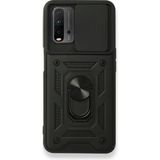 Teleplus Xiaomi Redmi 9T Kamera Korumalı Yüzüklü Tank Pars Silikon Siyah Kılıf