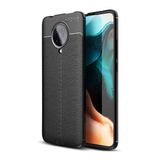 Teleplus Xiaomi Redmi K30 Pro Deri Dokulu Siyah Silikon Cep Telefonu Kılıf
