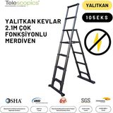 Telescopics 2.1 Metre Kevlar Yalıtkan/Yüksek Gerilime Dayanıklı Çok Fonksiyonlu Merdiven 20ACKV - 105EKS