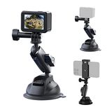 TELESIN Alüminyum Alaşımlı Araç Vantuz Montajı, Hero 13 12 11 10 9 8 DJI OSMO Action 5 Pro 4 3 Insta 360 X5 X4 Huawei iPhone Mobil Telefon Kameraları için, Telefon Tutacılı Araç Ön Cam Montajı