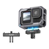 TELESIN° Go Pro Hero 13 için Manyetik Mandal Montajlı Metal Adaptör Hızlı Bırakma Siyah, Çift Kilit ve Kaymaz Düğme Tasarımı, Hero13 Aksesuarları, Takılabilir Tripod, Vlog Montajı