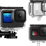 TELESIN GoPro Hero 10 9 için Su Geçirmez Kılıf Siyah 50m Sualtı Dalış Şeffaf Kılıf GoPro Hero 10 9 Siyah Aksiyon Kamerası için Hızlı Çıkarma Montajlı