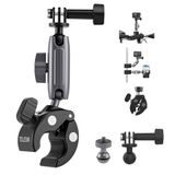TELESIN Motosiklet Gidonu Bisiklet Montaj Kelepçeleri için GoPro Hero 13 12 11 10 9 DJI OSMO Action 5 Pro 4 3 Insta360,360° Çift Top Başlı Kelepçe Tutucu 1/4-20 mm Kamera ve Telefon için Adaptör