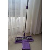 Teleskobik Cam Yer Tan Silme - Istediğin Bezi Tak Kullan - 4 Mandallı -Yedek Bezli Mop Seti - Çok Renkli