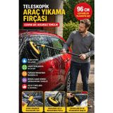 Teleskopik Araç Yıkama Fırçası 96 Cm Mikrofiber Oto Temizlik Fırçası Jant Cam Tavan