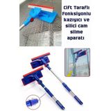 Teleskopik Çift Taraflı Pratik Cam Ayna Silme Aparatı Kazıyıcı Silici