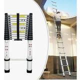Teleskopik Merdiven 2m/6.6ft Alüminyum Katlanır Merdiven Ev Çatı RV Tavan Arası Dış Mekan Kullanımı 150kg Kapasiteli 3.8m. 13 Basamak