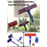 Teleskopik Mikrofiber Çift Taraflı Cam Silme Aparatı, Pratik ve Kullanışlı - Antrasit