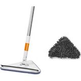 Teleskopik Üçgen Cam Silme Aparatı Mikrofiber Mop Sprey - Bej - Seçenek 1