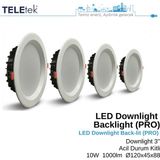 Teletek 10W LED Downlight Backlight Pro Acil Durum Kitli Yuvarlak Beyaz Işık Spot Sıva Altı Panel Armatür , IP44 Ince Kasa Spot Aydınlatma - 6500K - Beyaz