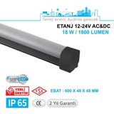 Teletek 12-24V Ac/dc 18W Etanj Armatür, Solar Panel, Gemi, Tekne , Aküyle Aydınlatma ,karavan Tipi - Su Geçirmez Tavan Armatürü - SİYAH GÖVDE - 6500K - Beyaz