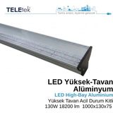 Teletek 130W IP65 Alüminyum 100 cm Yüksek Tavan LED Acil Durum Kitli Aydınlatma Armatürü Sıva Üstü, Endüstriyel Ofis Depo - 3000K Sarı