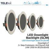 Teletek 14W LED Downlight 4 3 Ayarlı Fonksiyon + Acil Durum Kitli Backlight Slim Yuvarlak Beyaz Işık Spot Sıva Altı Panel Armatür , IP44 Ince Kasa Spot Aydınlatma - 3000K Sarı