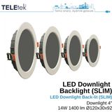 Teletek 14W LED Downlight 4 Backlight Slim Yuvarlak Beyaz Işık Spot Sıva Altı Panel Armatür , IP44 Ince Kasa Spot Aydınlatma - 3000K Sarı