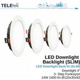 Teletek 14W LED Downlight 4 inç 3-Step Fonksiyon Backlight Slim Yuvarlak Beyaz Işık Spot Sıva Altı Panel Armatür , IP44 Ince Kasa Spot Aydınlatma - 6500K - Beyaz