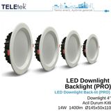 Teletek 14W LED Downlight Backlight Pro Acil Durum Kitli Yuvarlak Beyaz Işık Spot Sıva Altı Panel Armatür , IP44 Ince Kasa Spot Aydınlatma - 6500K - Beyaz