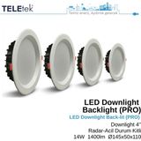 Teletek 14W LED Downlight Backlight Pro Radar + Acil Durum Kitli Yuvarlak Beyaz Işık Spot Sıva Altı Panel Armatür , IP44 Ince Kasa Spot Aydınlatma - 3000K Sarı