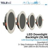 Teletek 18W LED Downlight 6 3 Ayarlı Fonksiyon + Acil Durum Kitli Backlight Slim Yuvarlak Beyaz Işık Spot Sıva Altı Panel Armatür , IP44 Ince Kasa Spot Aydınlatma - 4000K - Gün Işığı