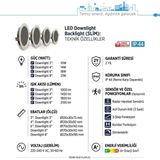 Teletek 18W LED Downlight 6 Radar Hareket Sensörlü Backlight Slim Yuvarlak Beyaz Işık Spot Sıva Altı Panel Armatür , IP44 Ince Kasa Spot Aydınlatma - 6500K - Beyaz