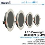 Teletek 18W LED Downlight 6 Radar ve Acil Durum Kitli Backlight Slim Yuvarlak Beyaz Işık Spot Sıva Altı Panel Armatür , IP44 Ince Kasa Spot Aydınlatma - 6500K - Beyaz