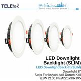 Teletek 21W LED Downlight 8 inç 3-Step Fonksiyon + Acil Durum Kitli Backlight Slim Yuvarlak Beyaz Işık Spot Sıva Altı Panel Armatür , IP44 Ince Kasa Spot Aydınlatma - 6500K - Beyaz