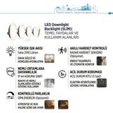 Teletek 21W LED Downlight 8 inç Koridor ve Acil Durum Fonksiyonlu Kitli Backlight Slim Yuvarlak Beyaz Işık Spot Sıva Altı Panel Armatür , IP44 Ince Kasa Spot Aydınlatma - 6500K - Beyaz