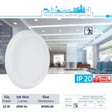 Teletek 22W Radar Sensörlü LED Glob Tavan Armatürü Beyaz 6500K