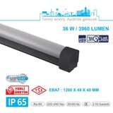 Teletek 3-Step Fonksiyon + Acil Durum Kitli 36W Etanj Armatür IP65 - Otopark, Depo ve Garaj Tipi - Su Geçirmez Tavan Lambası - SİYAH GÖVDE - 3000K - Gün Işığı