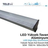 Teletek 50W IP65 Alüminyum 50 cm Yüksek Tavan LED Acil Durum Kitli Aydınlatma Armatürü Sıva Üstü, Endüstriyel Ofis Depo - 4000K - Gün Işığı