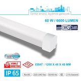 Teletek 60W 3-Step Fonksiyon Etanj LED Armatür IP65 Otopark, Depo ve Garaj Tipi - Su Geçirmez Tavan Lambası - BEYAZ GÖVDE - 6500K - Beyaz