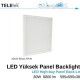 Teletek 60X60 80W Backlight LED Yüksek Beyaz Kasa Ince Panel Sıva Üstü, IP20 Ofis Mağaza Endüstriyel Aydınlatma - 4000K - Gün Işığı