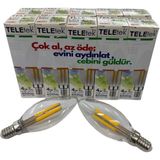 Teletek E14 Duy Filament LED Ampul 4W - 10'lu Avantaj Paketi - 3000K Günışığı - 1 - 10 W - Gün Işığı