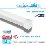 Teletek LED Etanj 18W Acil Durum Kitli Aydınlatma - Otopark, Depo ve Garaj Tipi - Su Geçirmez Tavan Lambası - BEYAZ GÖVDE - 3000K - Gün Işığı