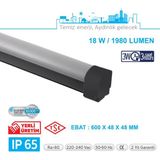 Teletek LED Etanj 18W Acil Durum Kitli Aydınlatma - Otopark, Depo ve Garaj Tipi - Su Geçirmez Tavan Lambası - SİYAH GÖVDE - 6500K - Beyaz