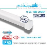 Teletek LED Etanj 18W Radar Hareket ve Acil Durum Kitli - Otopark, Depo ve Garaj Tipi - Su Geçirmez Tavan Lambası - BEYAZ GÖVDE - 6500K - Beyaz