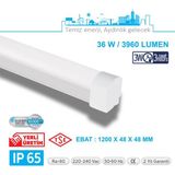 Teletek LED Etanj 36W Acil Durum Kitli Aydınlatma - Otopark, Depo ve Garaj Tipi - Su Geçirmez Tavan Lambası - BEYAZ GÖVDE - 6500K - Beyaz
